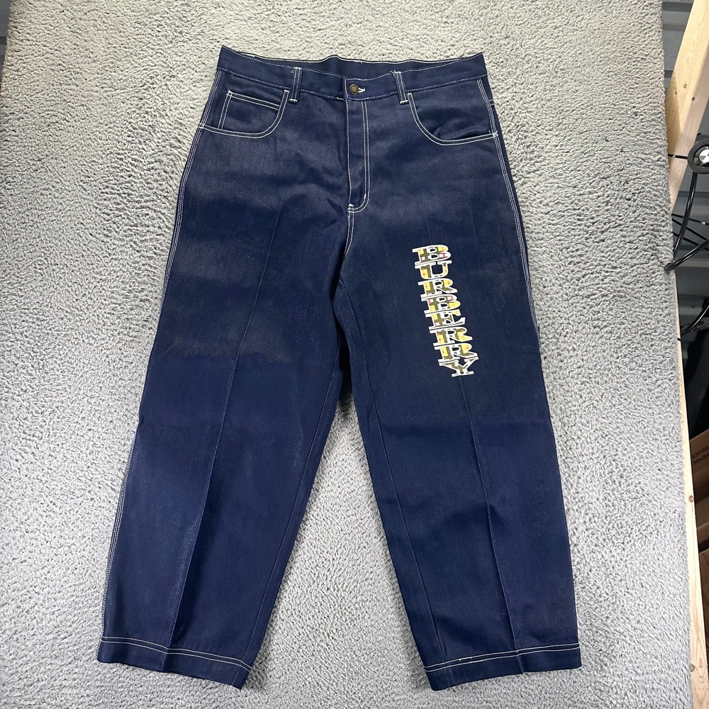 Vintage Burberry Jeans Mens 40x30 Blue Denim Straight Baggy Carpenter Workwear
